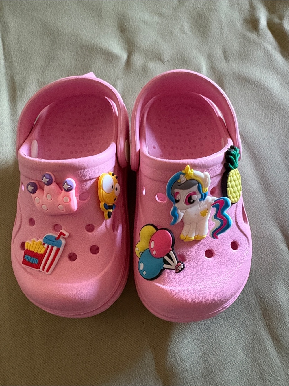 Kids Pink Clog Shoes with Fun Charms